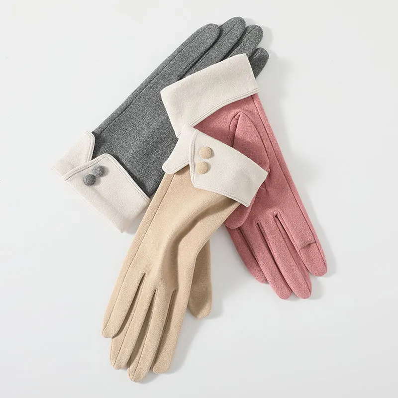 

Autumn Winter Women Thin Section Keep Warm Touch Screen Single Layer Windproof Cycling Drive Fashion Simple Elasticity Gloves