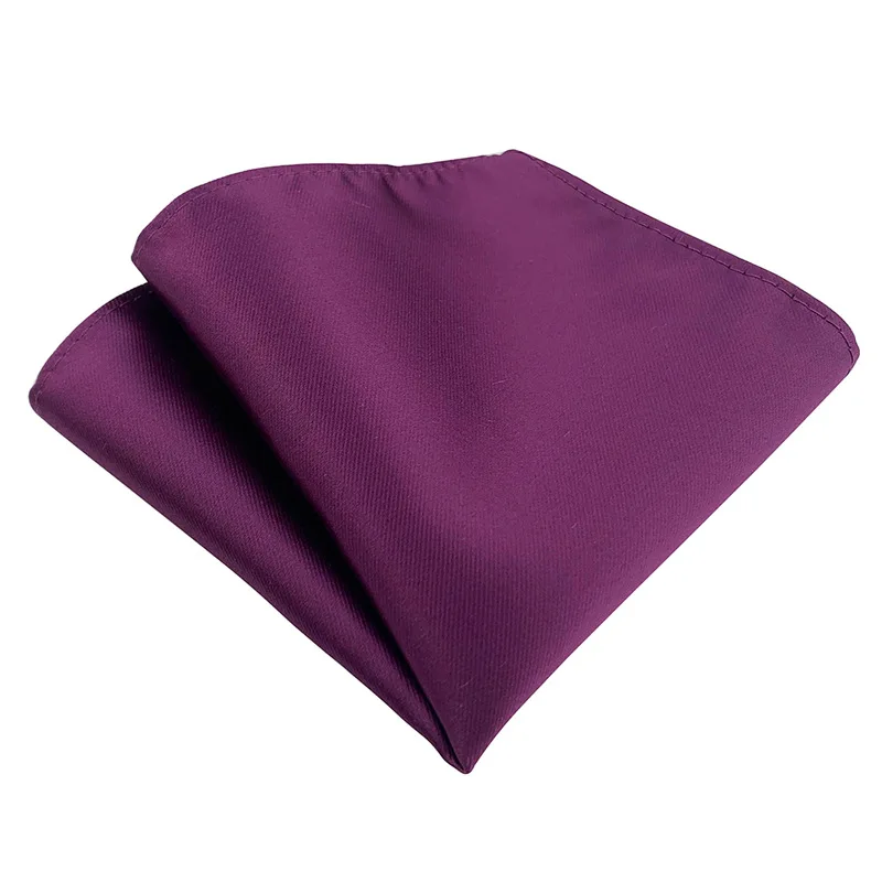 New Tide Man's 25*25CM Wine Green Navy Solid Pocket Square Polyester Handkerchief for Business Wedding Accessories