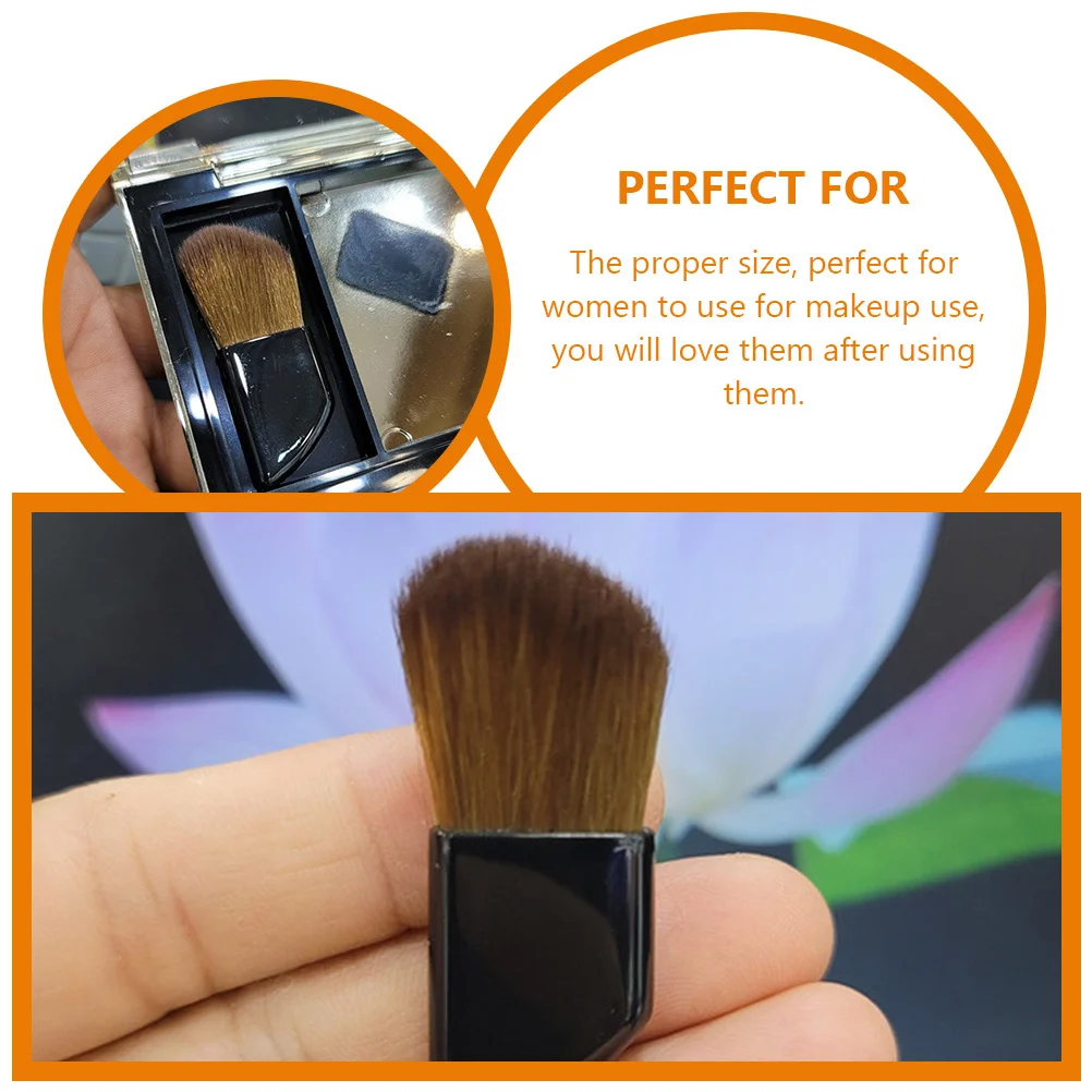 

2Pcs Mini Blush Brush Angled Design Dense Bristles Travel Makeup Brush for Cream Powder Foundation Women's Daily Use Kit