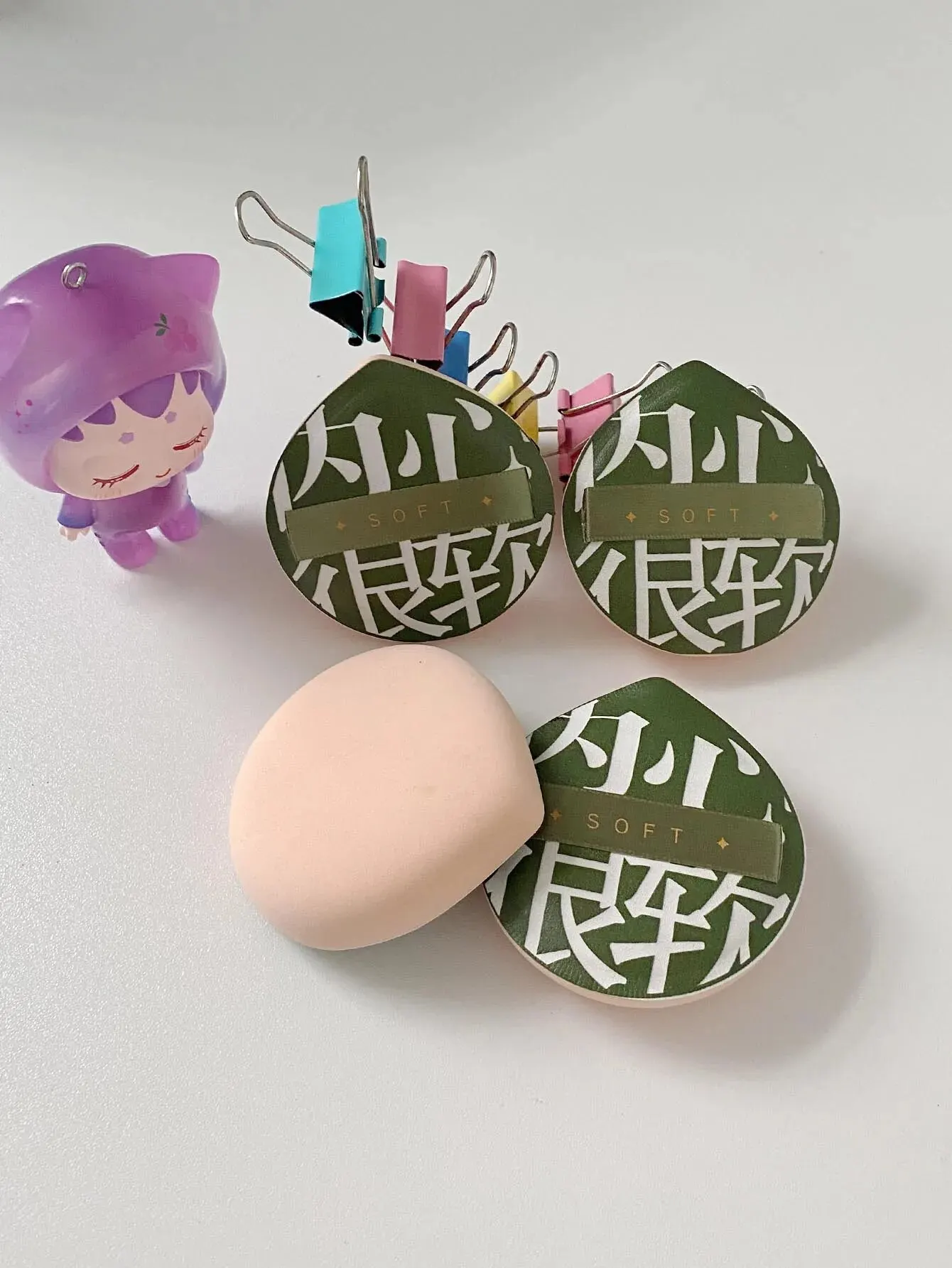 8 قطع من منتفخ حلوى القطن الأخضر قابلة لإعادة الاستخدام لمكياج كريم الأساس الجاف والرطب BB