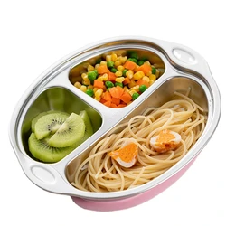 HXL Children's Dinner Plate Suction Cup 304 Stainless Steel Tableware Food Dispatch Disk Baby Meal Tray