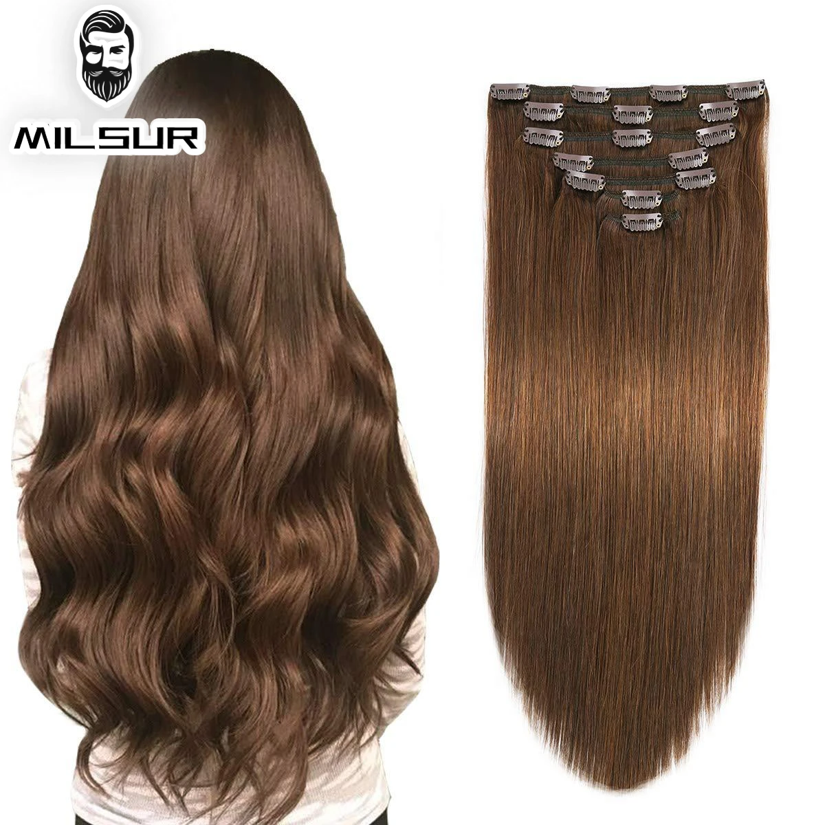 7 pçs grampo em extensões de cabelo humano 100% real grampo de cabelo humano em extensões de cabelo natural cabelo reto peças 12-26 Polegada remy cabelo