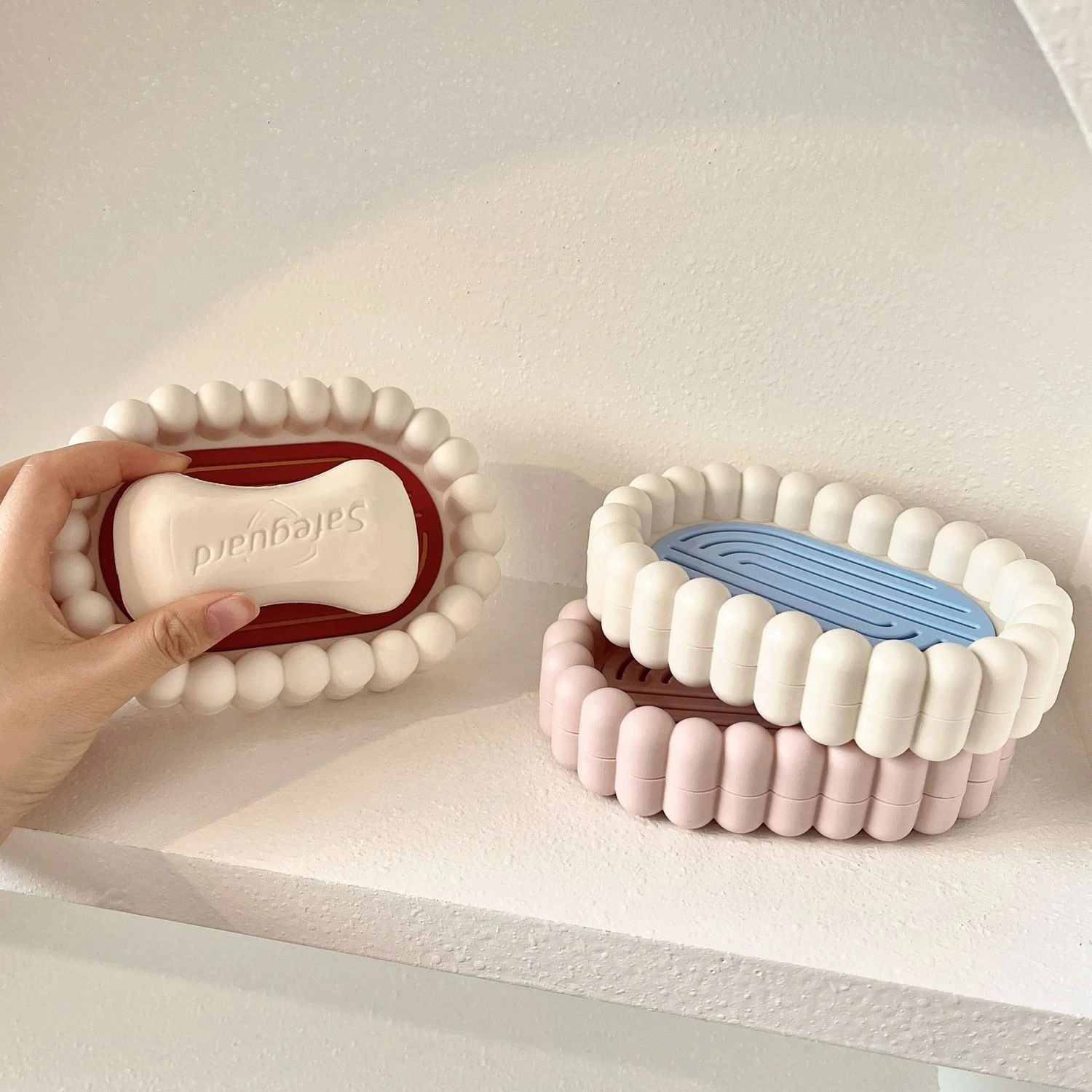 New Large Soap Dish Holder for Bathroom Self-Draining Drainage Soap Box for Kitchen Sink Aesthetic Soap Saver Tray with Drip