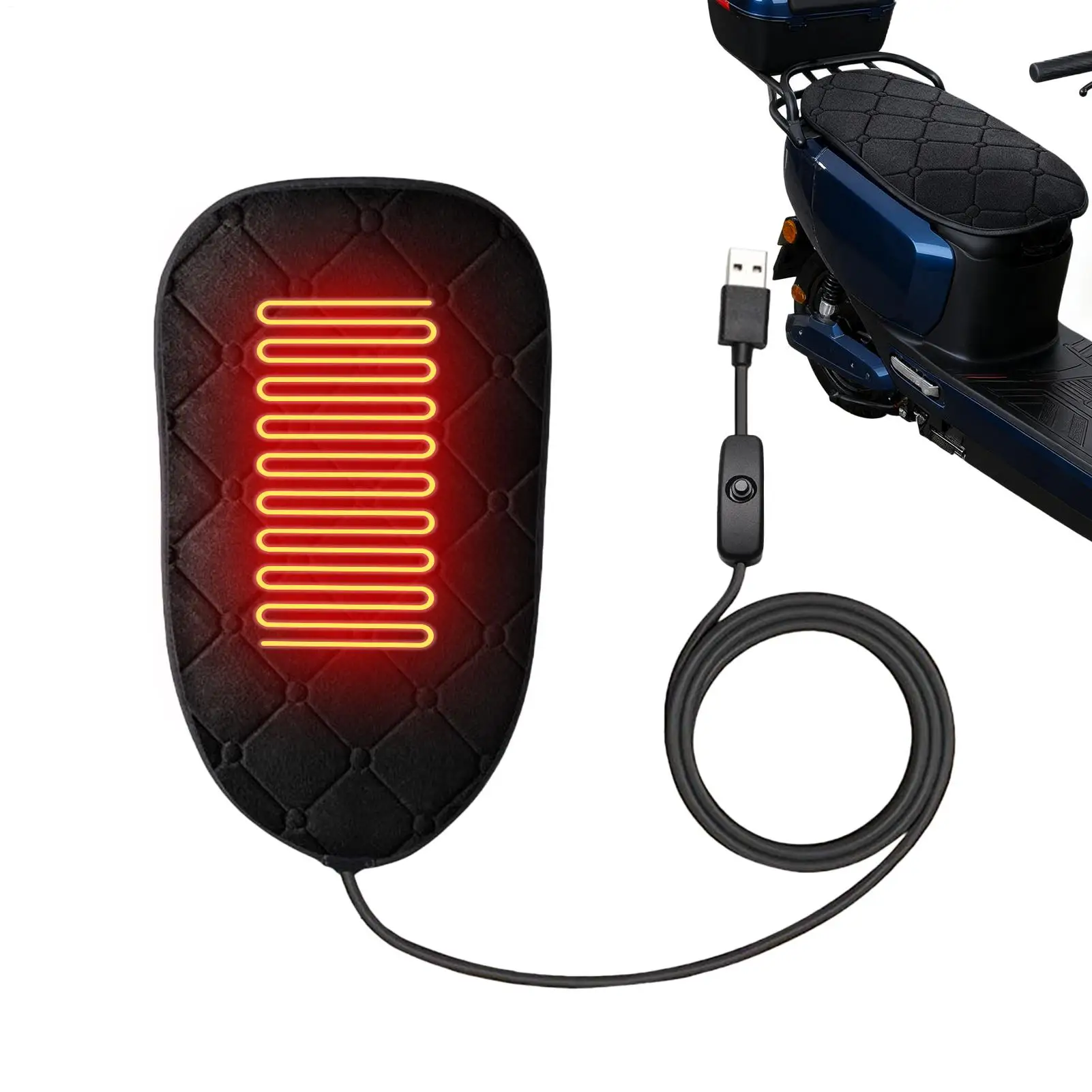 Motorcycle Seat Cushion Motorbike Heating Pad Cold Weather Scooter Cushion For Dirt Bike ATV Snowmobile Road Trip Touring Street