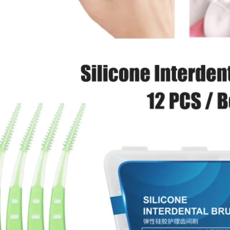 

12Pcs/Box Silicone Interdental Brushes Toothpicks Brushes Between Teeth Silicone Toothpicks With Thread Oral Cleaning Tools