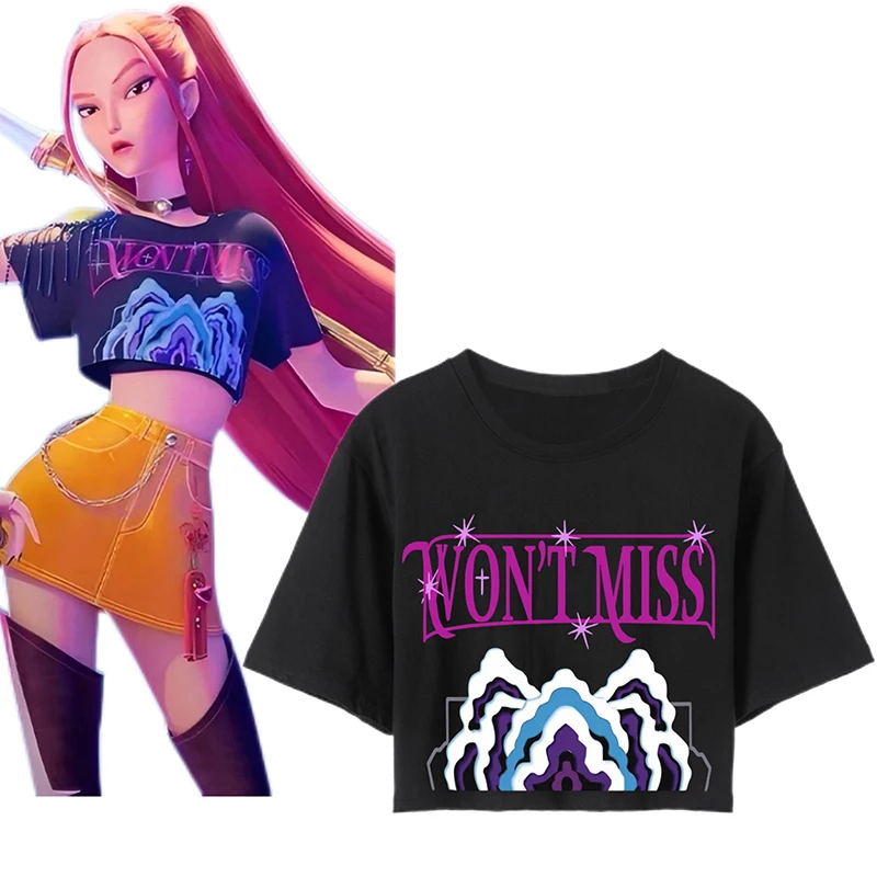 

Anime Mira Cosplay Demon Hunters Crop Tops T-Shirt Women Short Sleeve Fashion 2025 Movie For Fans Gift Tops Harajuku Streetwear