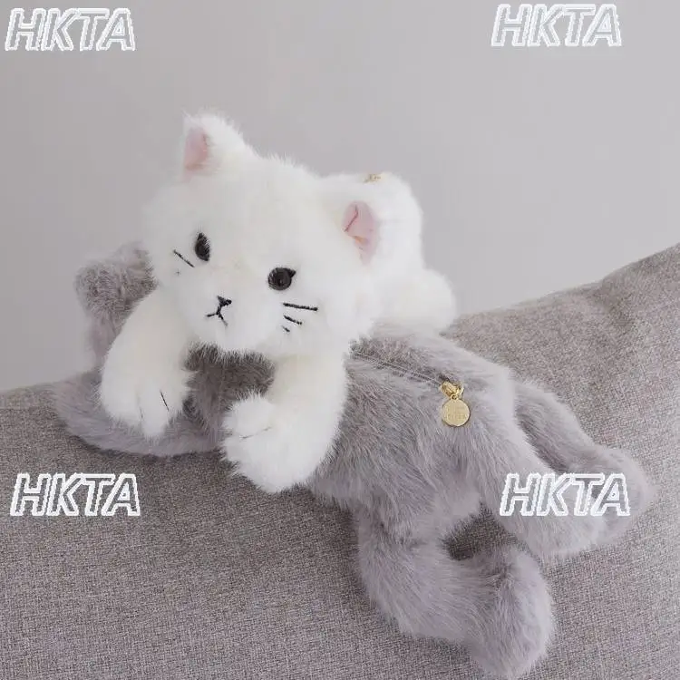 Japanese Style New Cute Cat Head Plush Makeup Bag Women Coin Purse Fashionable Comfortable Sweet Bag Keychain Makeup Case
