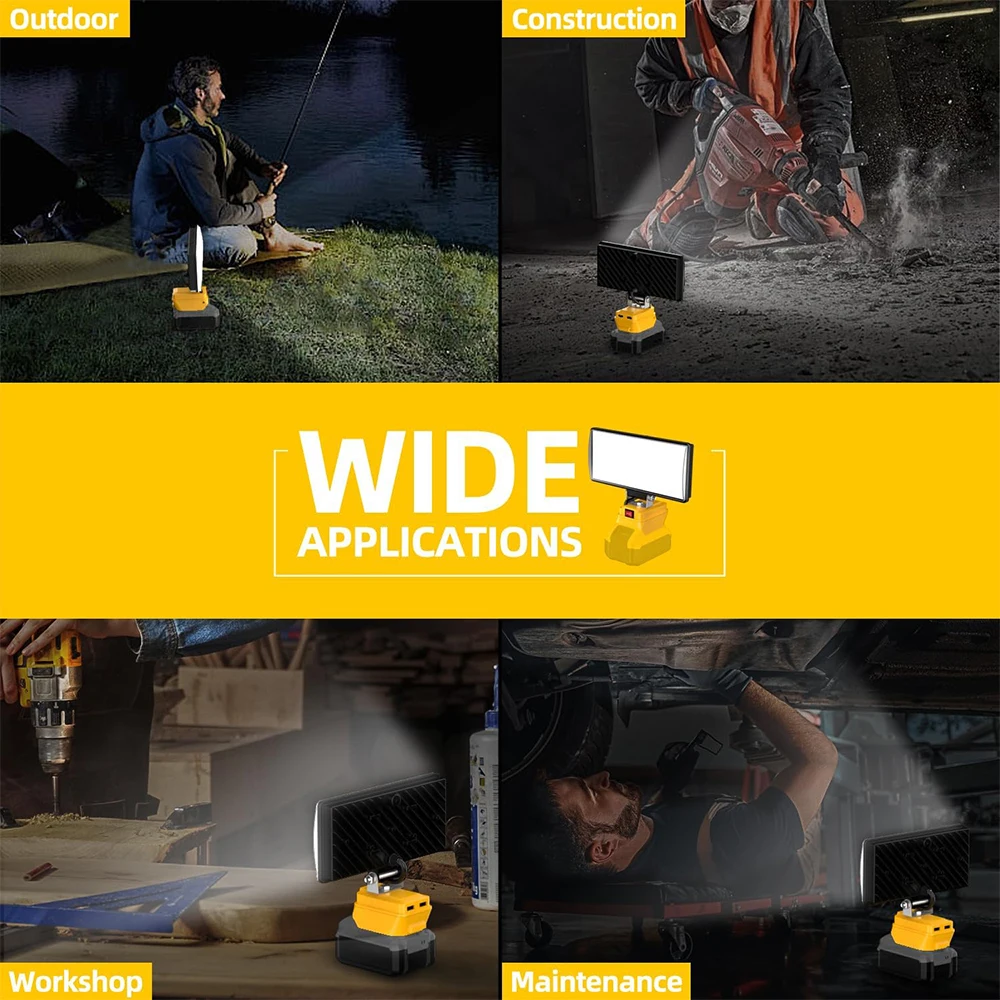 Outdoor Comping Led Light For Dewalt For Milwaukee For Makita For Bosch 18V Battery Spotlight Work Fishing Handheld Tool Lamp