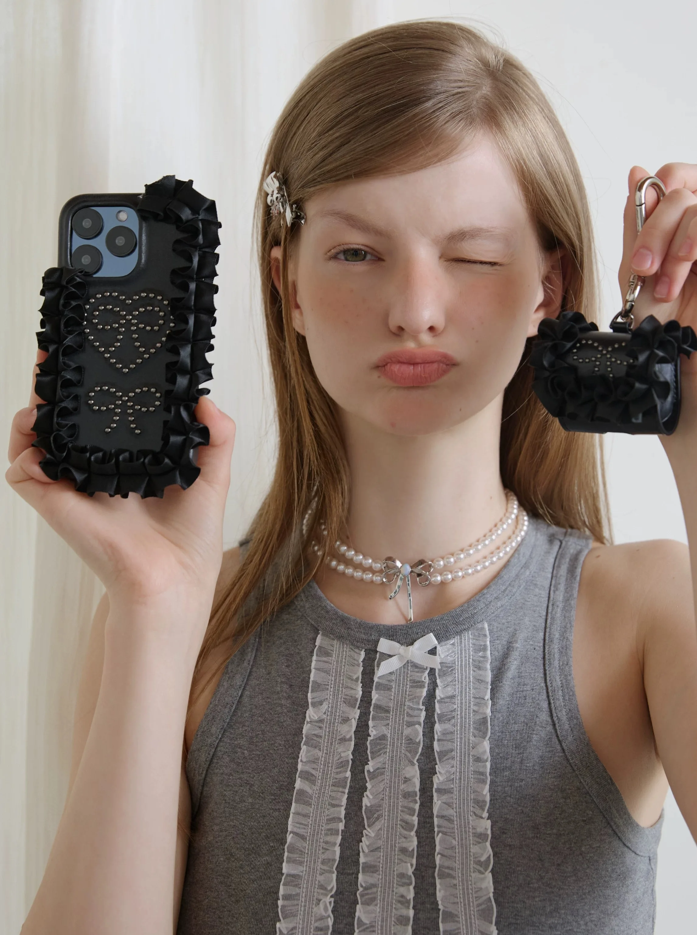 Funda original para auriculares de cuero con encaje y lazo, adecuada para auriculares Bluetooth inalámbricos de Apple