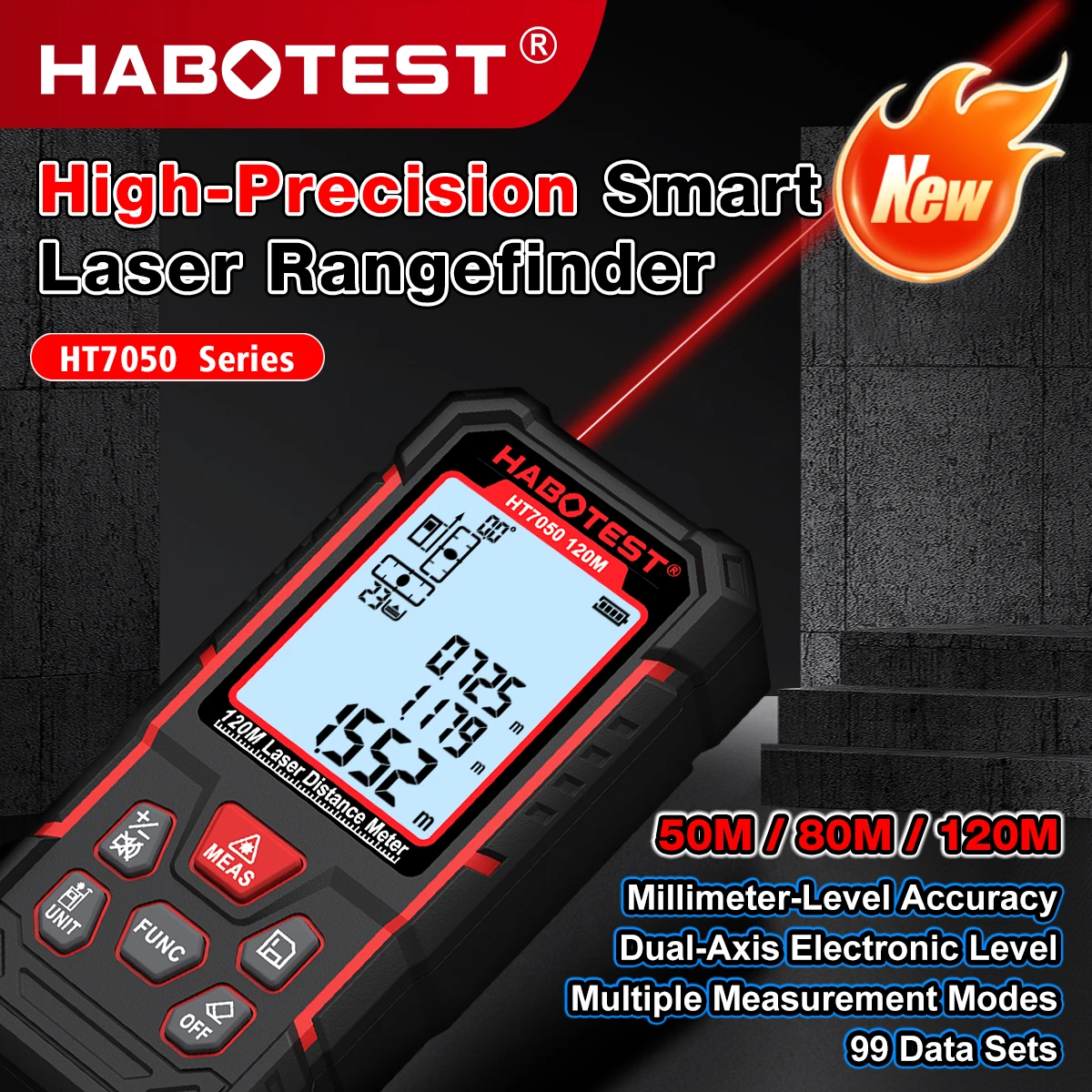 

HABOTEST HT7050 50M/80M/120M Laser Rangefinder Distance Profesional Meter Rangefinder Laser Tape Range Finder