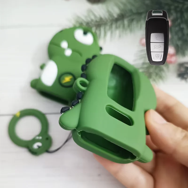 

Dinosaur Silicone for Audi A3 A4 B9 A6 C8 A7 S7 4K A8 D5 S8 Q7 Q8 SQ8 E-tron 2018 2019 2020 2021 Remote Car Key Case Cover Fob