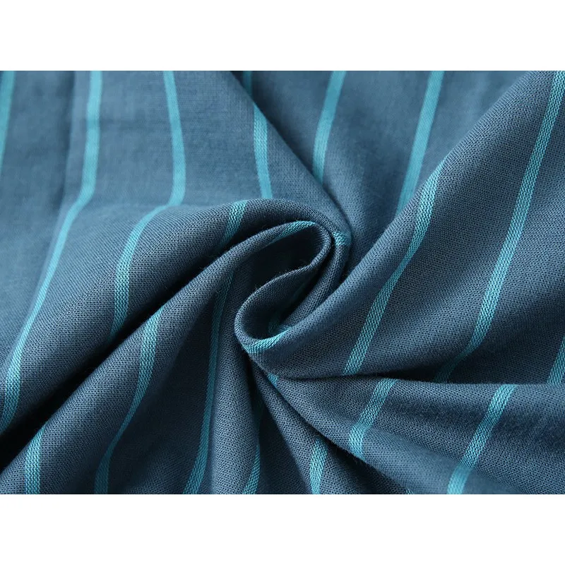 Conjunto de pijama informal a rayas para hombre, ropa de dormir de 2024 algodón, traje de manga larga con cuello vuelto, camisa y pantalones, primavera y otoño, 100%