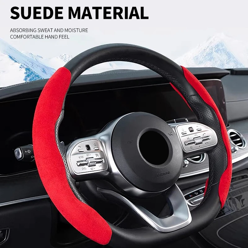 Car Steering Wheel Cover black suede leather  For  Dacia Duster  Logan  MCV  Sandero Stepway  Dokker  Lodgy Car  Accessories