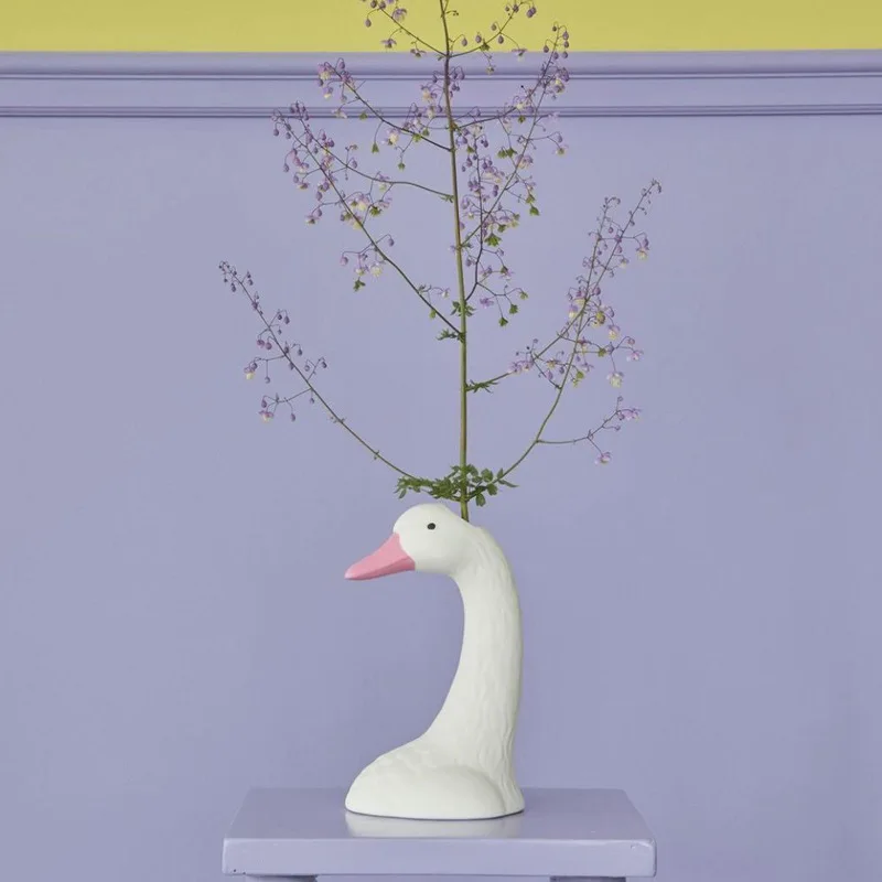 Modern Luxury White Swan Porcelain Vase Nordic Style Flower Cachepot Dining Table Decor Swallow Statuette Home Ornament