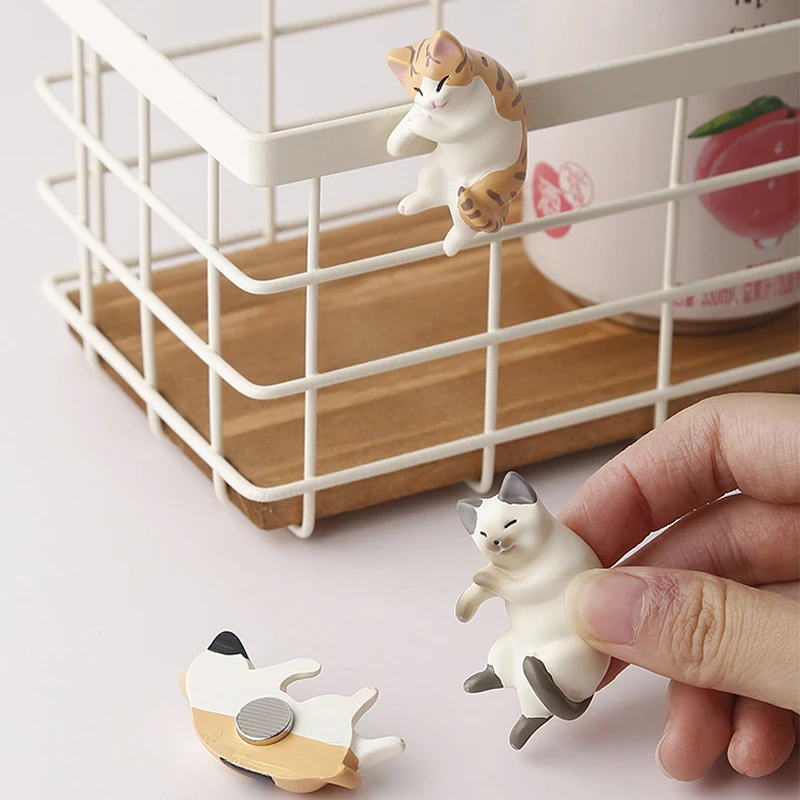 3Pcs Lazy Cat Refrigerator Magnet Message Photo Wall Sticker Creative Cute Sleep Cat Home Decoration Accessories