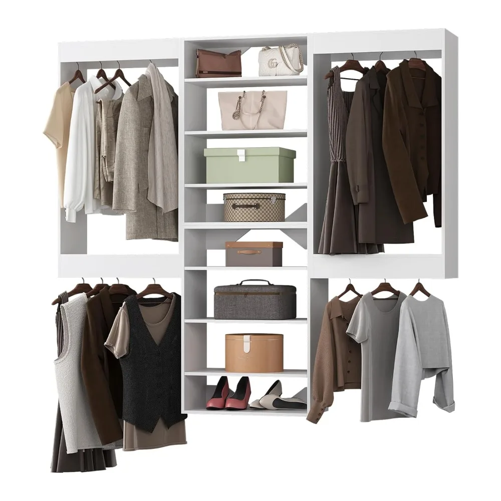 

Modular Closet System, 102" Wide Closet Organizer System with Hanging and Towers, Wood Tower Closet Storage, Customized