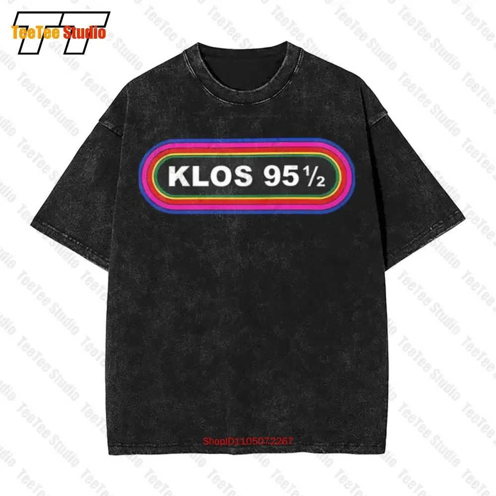 Klos 955 Logo famosa estación de Radio Rock clásica 9512 Vintage camiseta de gran tamaño AVUS