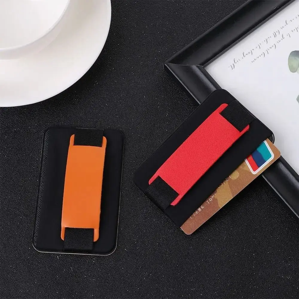 لاصق ملصق الهاتف الخليوي المحفظة حالة الائتمان معرف مطاطا تمتد حامل بطاقة الهاتف الغطاء الخلفي بو الجلود جيب الهاتف المحمول