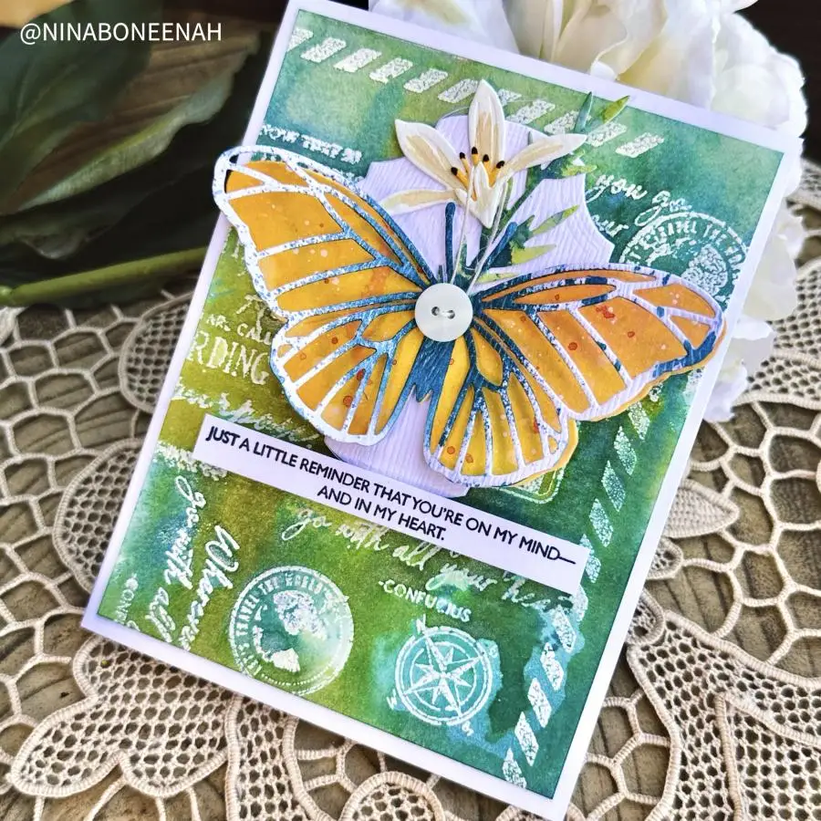 

2025 New Thinking of You Sentiment Stamps Dies Stencils Set Florals Build-a-Butterfly Die Hearts DIY Scrapbooking Holiday Cards