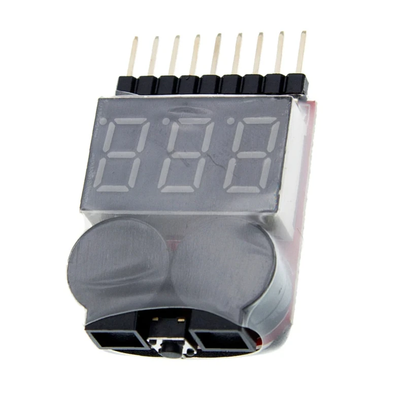 1-5 uds BBX1-8S 2 en 1 probador de voltaje de batería Lipo/alarma de zumbador de bajo voltaje/comprobador de voltaje de batería altavoces duales para Lipo/Li-ion