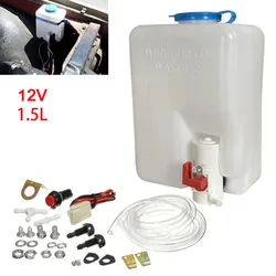 Universal Car Windshield Washer Bottle 12V Windscreen Washer Pump Fluid Tank 1.5L Reservoir Nozzle Sprayer Kit Accessories