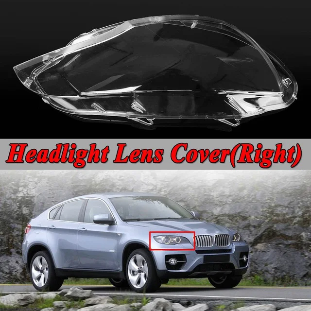 Car Headlight Cover Glass Head Light Lamp Xenon Lens Shell Cover for BMW E71 X6 2008-2014 Right