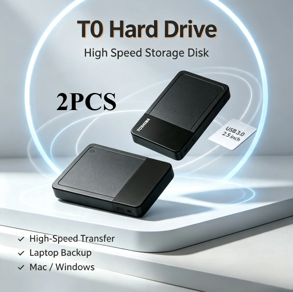 Brand+ Toshiba T0 2PCS Portable External Hard Drive High Speed HDD Storage Disk For Mac Windows Laptop Android Phone Data Backup
