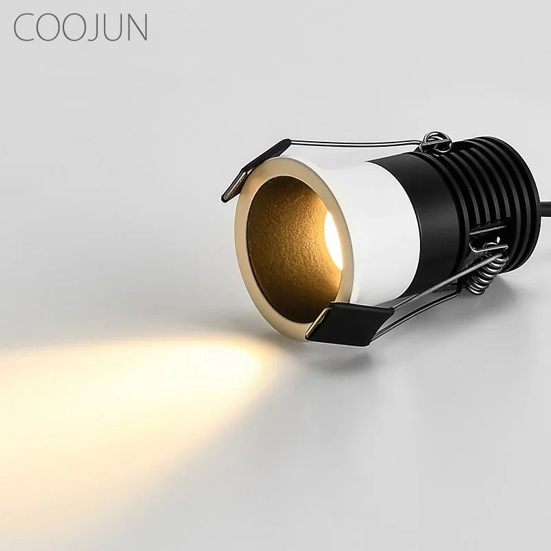 COOJUN Mini Small Spotlight Led Embedded Gypsophila Cat Eye Downlight 3W Opening Hole 35 Anti-glare COB Ra93 Ceiling Lights