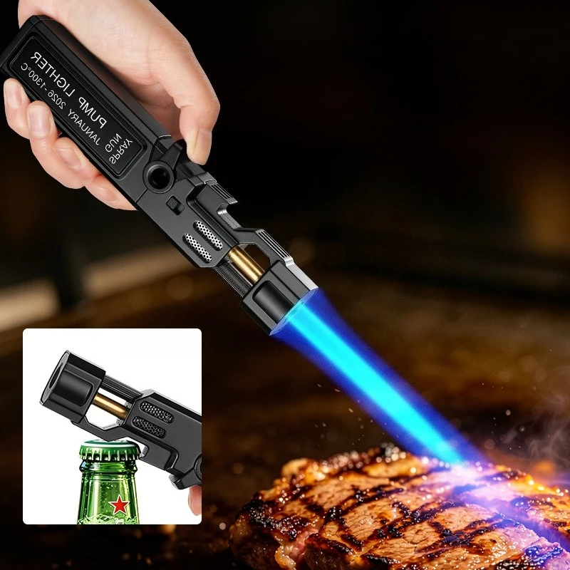 2026 Creative Bottle Opener High Temperature Welding Gun Big Power Spray Gun Gas Lighter Safety Lock Fire Switch Kitchen Igniter