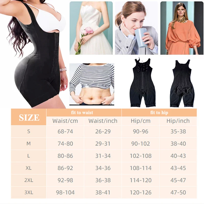 AfruliA Fajas Colombian Body Shaper Women Bodysuits Shapewear Slim Underwear Waist Trainer Tummy Control Panties Buttocks Lifter