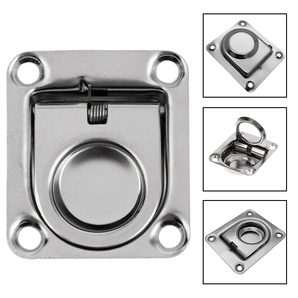 4pcs Stainless Steel D Rings Recessed Tie Down Anchors Ring Lashing Ring For Trailer Truck Boat Vehicles Floor Mount Bracket