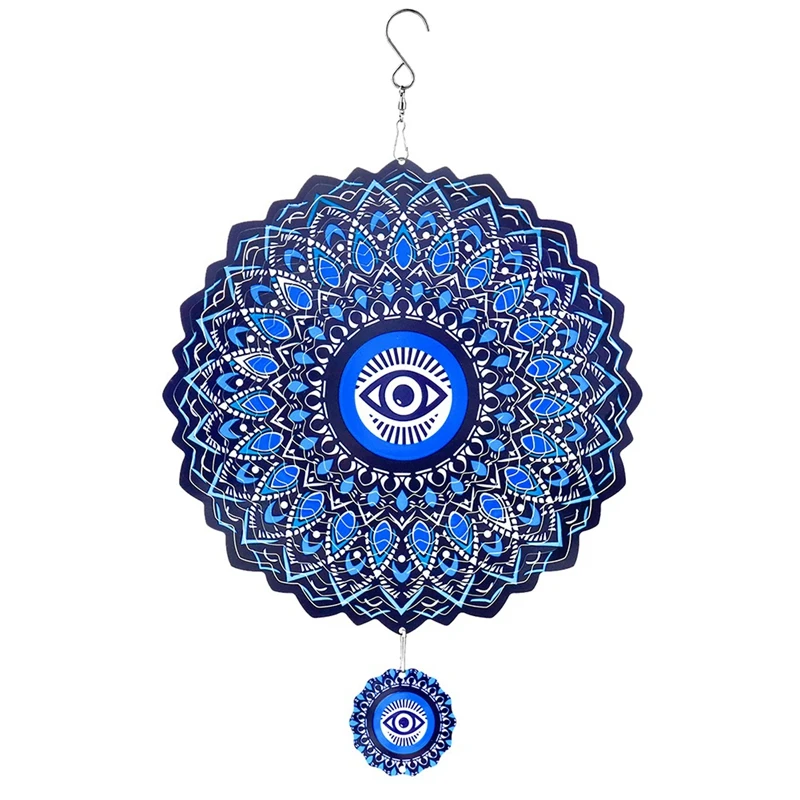 

Mandala Eye Wind Spinner Metal 3D Rotating Windchimes Luxury Art Garden Hanging Outdoor Decoration, Durable