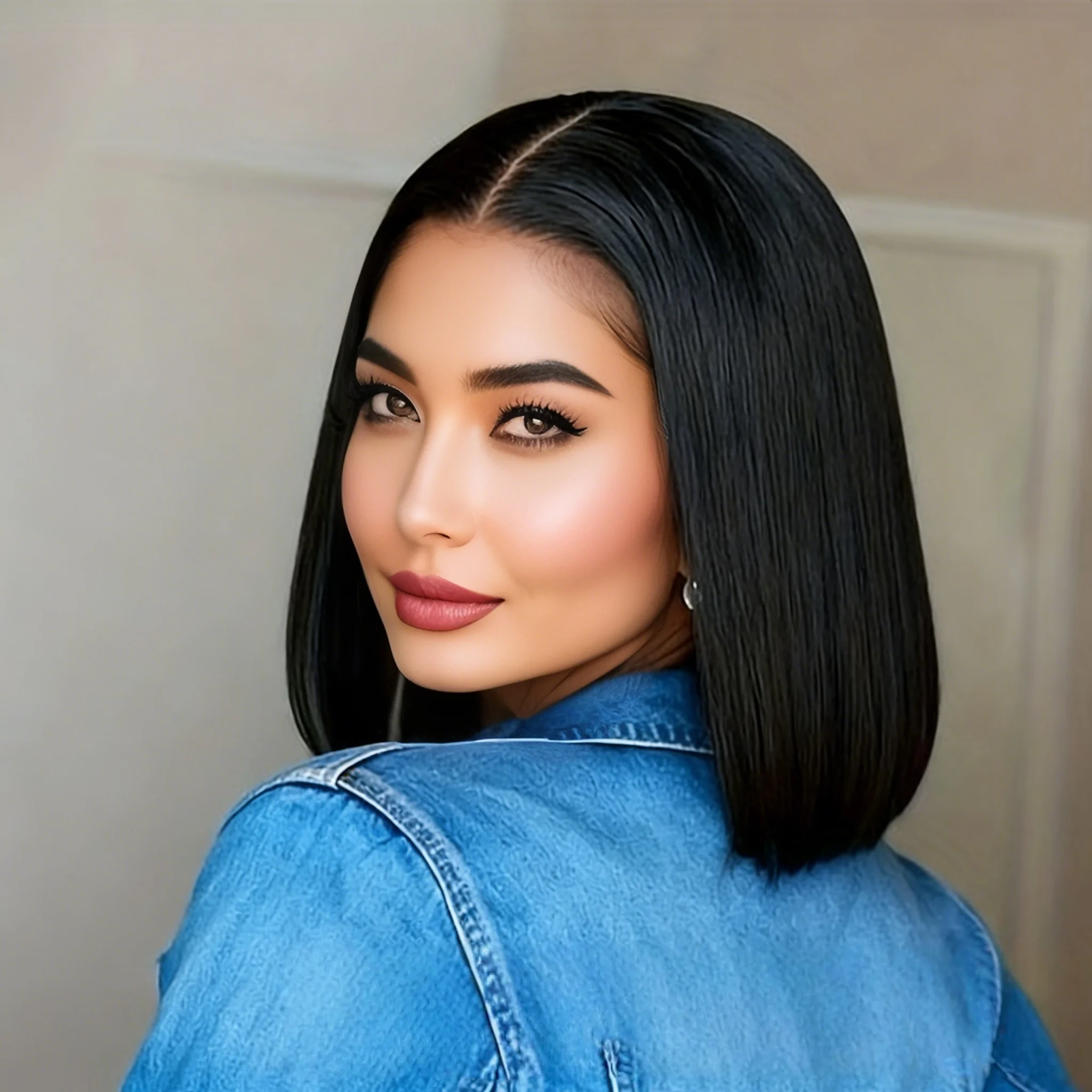 باروكات بوب صناعية مقاس 14 بوصة، باروكة بوب قصيرة مستقيمة للنساء