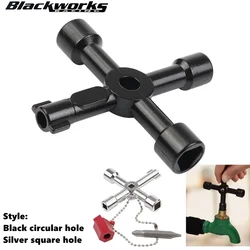 Universal 4 Way Cross Triangle Wrench Key Electric Cabinet Keys Utility Key Fit for Faucet, Gas Meter, Valve, Spigots Opening