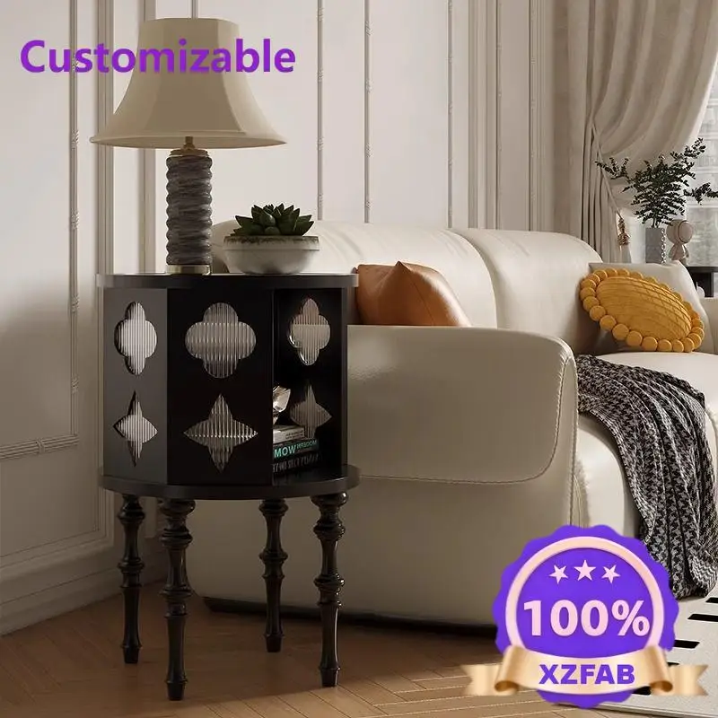 Factory Direct 2026 French retro edge few four-leaf clover solid wood sofa round few storage corner few art bedside table living