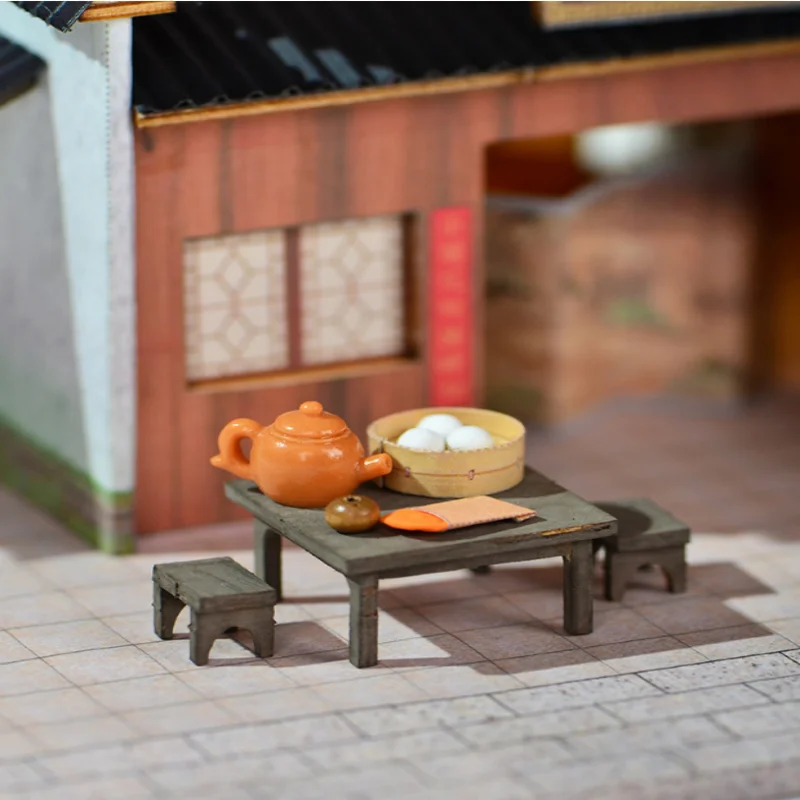 OUZEY 선라이트 티 파빌리온 빌라, 3D 중국식 안뜰 모델, 청소년을 위한 문화 건축 키트