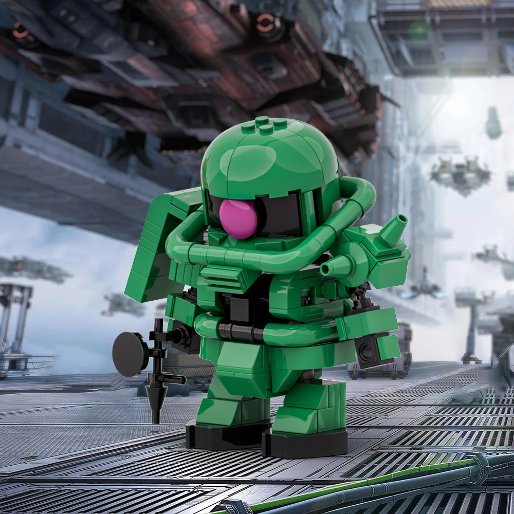 

MOC Zaku Warrior Модель Строительные блоки Японского аниме Высокая мобильность MS 06 Истребитель Мех Мини-робот Кирпичи DIY Дизайн Игрушка подарок ребенку