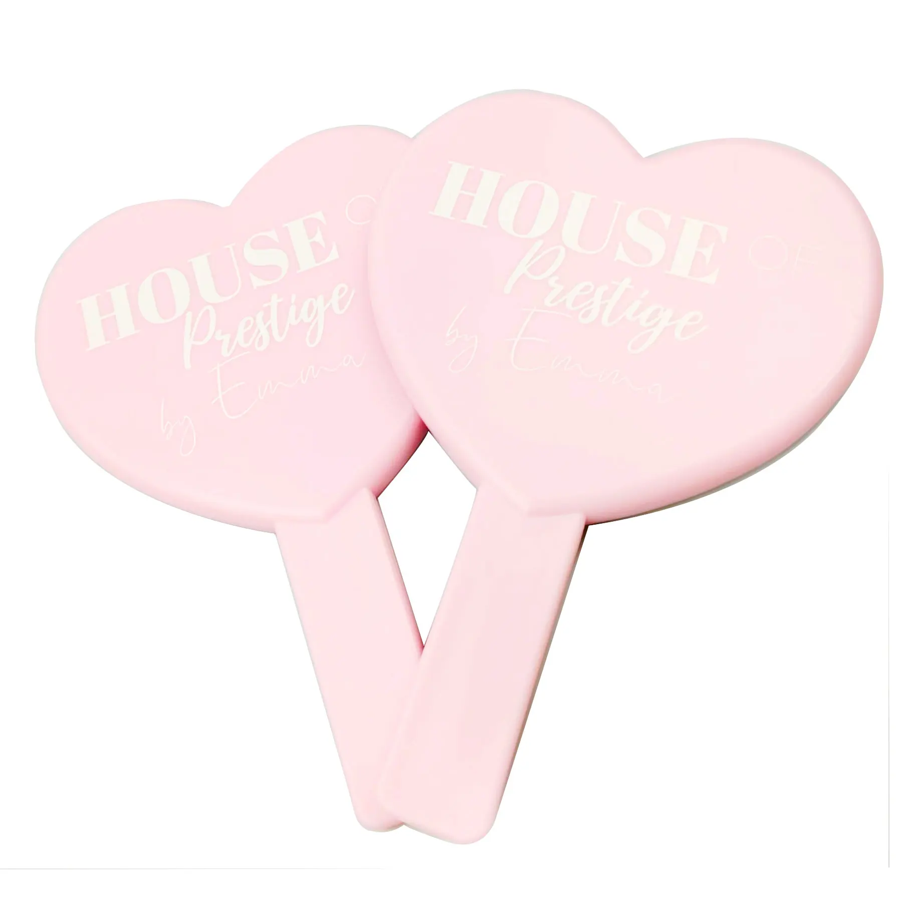 Handheld Heart Mirror SPA Salon Makeup Customic Pink Mirror Portable Plastic Customize BrandLogo Travel Mirror for Women Girls