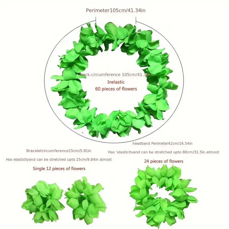 ชุดเครื่องประดับฮาวาย 6 ชิ้น ประกอบด้วยพวงมาลัยดอกไม้ สายรัดข้อมือ และแว่นตา สำหรับงานปาร์ตี้ธีมทรอปิคอล