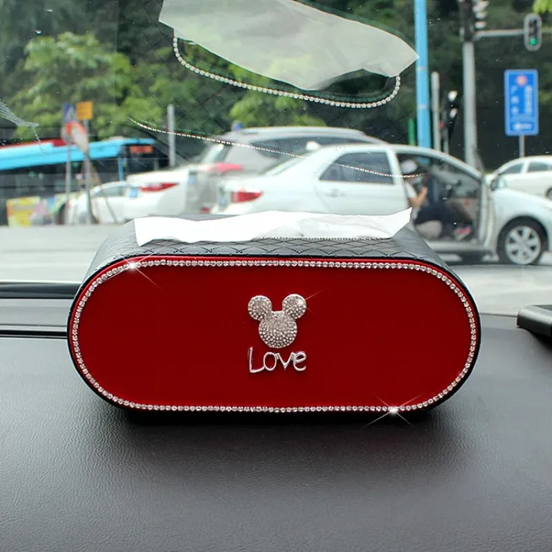 Car Interior Car Tissue Box Diamond Women's Napkin Paper Box Car Interior Decorative Seat Type Paper Extraction Box Tissue Cover