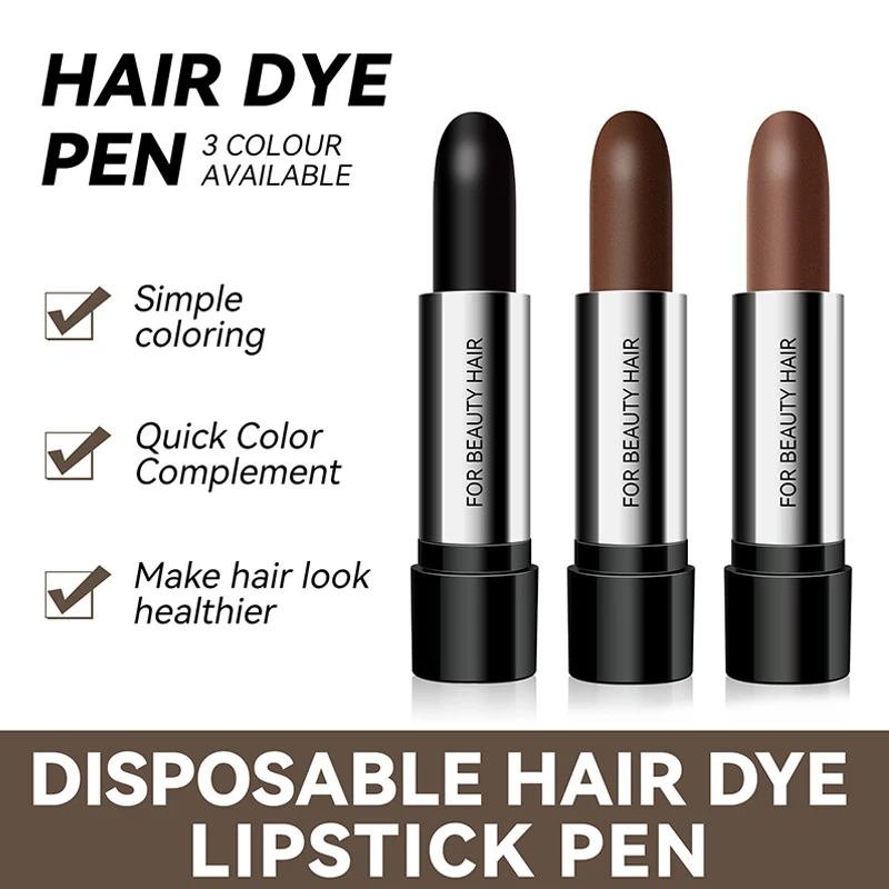 Disposable Temporary Hair Dye Pen To Cover White Hair Lipstick Style Hair Dye Black Temporary Hair Dye