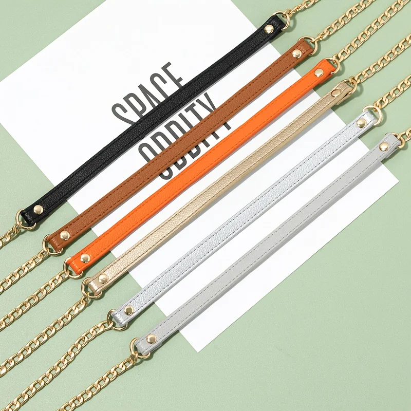 

Replacement Bag Chain Strap, Leather & Metal Crossbody Shoulder Strap for DIY Handbag Purse Accessory