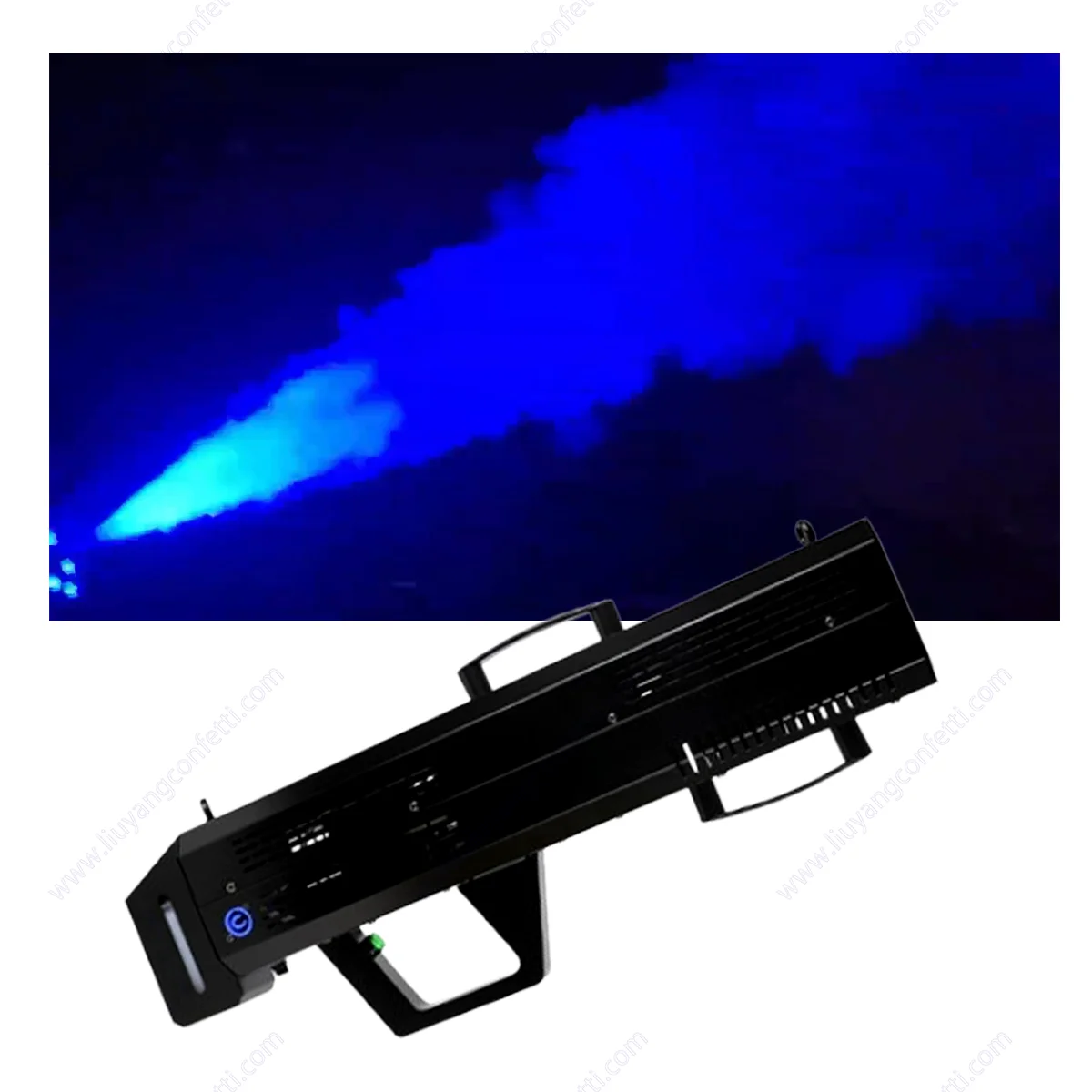 New Design Stage Dj Rgb Light Cannon Vigorous Powerful Output Fog Spray Machine CO2 Use Normal Fog Fluid Handheld Smoke Jet Prop