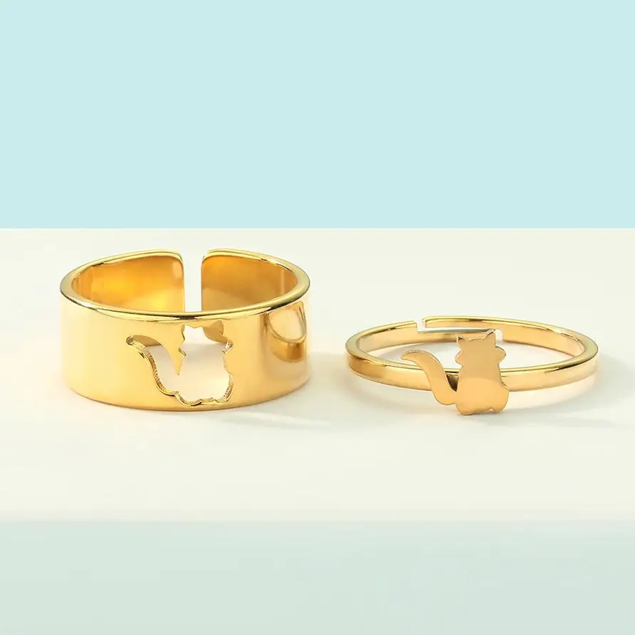 Fashion Animal Raccoon Promise Ring Set for Women Girl Matching Rings Anniversary Stacking Ring Alternative Engagement Ring Gift