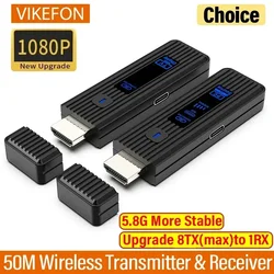 HDMI-Compatible Video Wireless Transmitter Receiver 150ft Plug & Play 5.8G 1080P Transmit PC/Laptop/TV-Box to Monitor/Projector