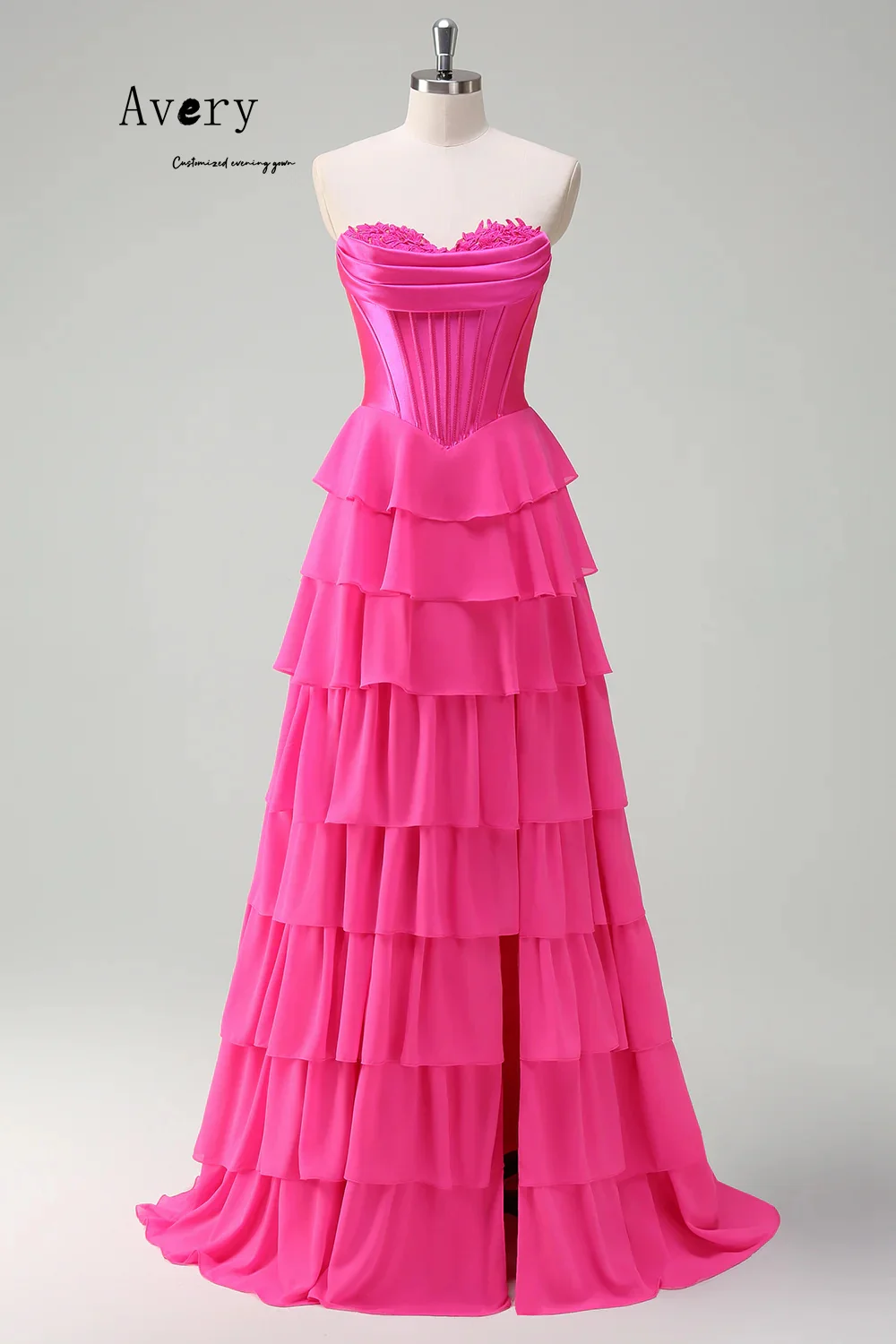 فساتين سهرة نسائية فاخرة بدون أكمام بفتحات جانبية صفراء مخصصة من Avery 2025 فستان حفلات نسائي أنيق فاخر