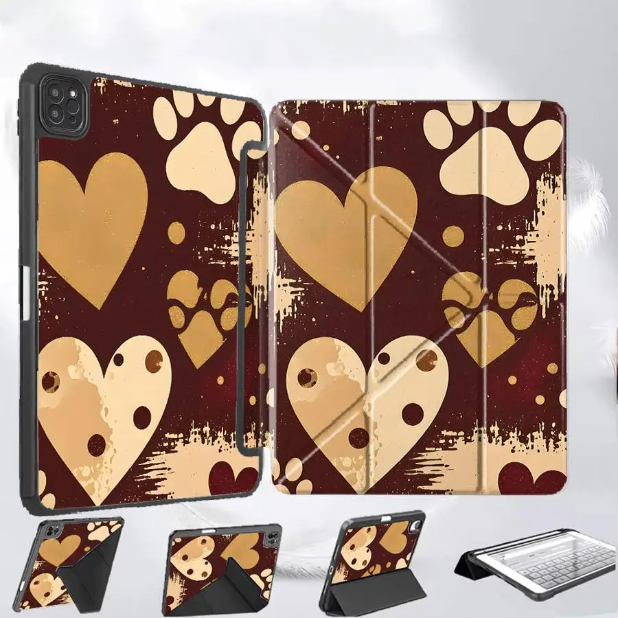 

Чехол-подставка для планшета с принтом лап и надписью «Любовь» для iPad Mini 6, 7, Pro 11, 10, 9, 8, 7 поколений, 12.9 дюймов Pro 2025, Air 4, 5, M3, M2, M4