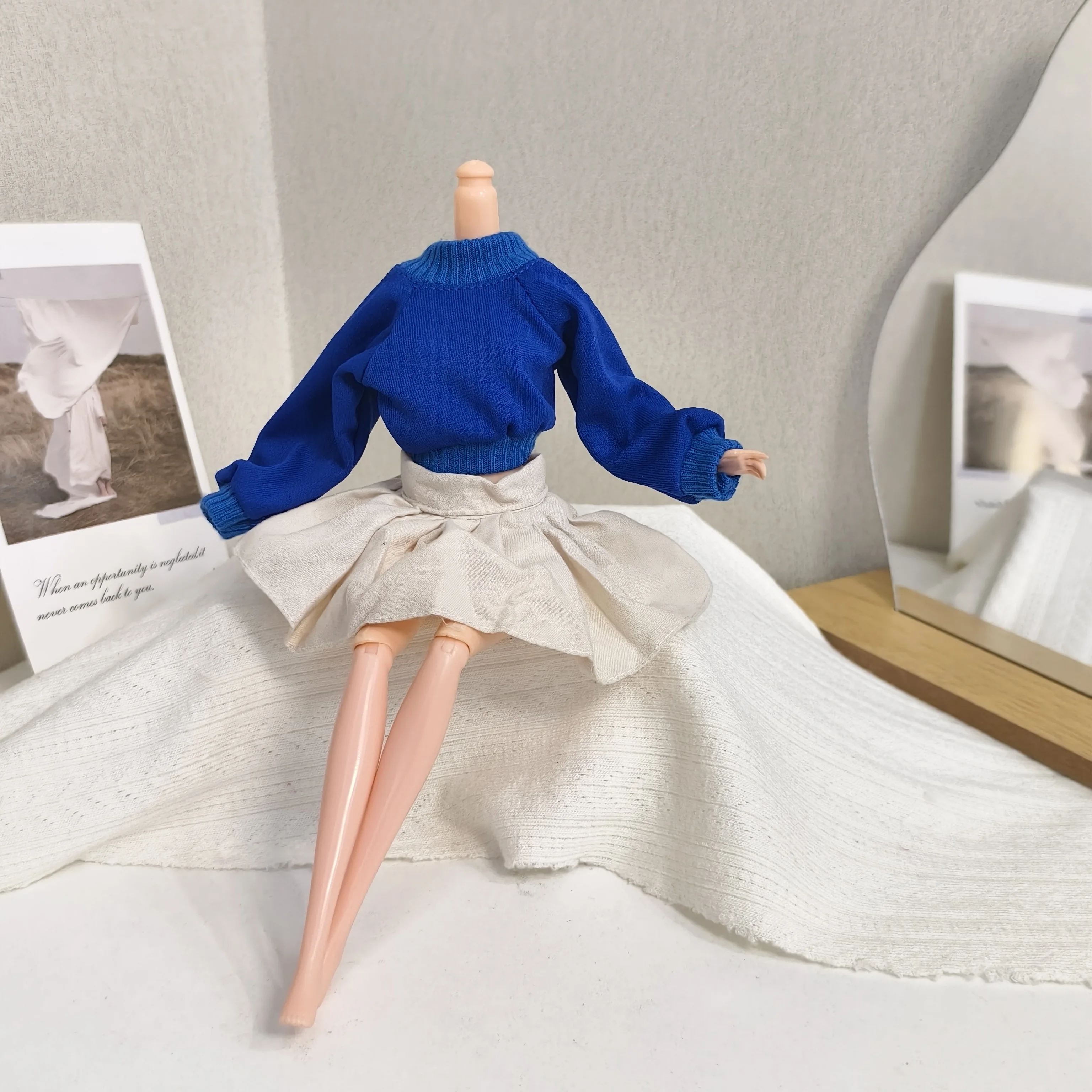 Ubranka dla lalek 30 cm, akcesoria, sweter w stylu college + plisowana spódnica, zabawny zestaw + torebka dla lalek 1/6 BJD FR Xinyi Supermodel