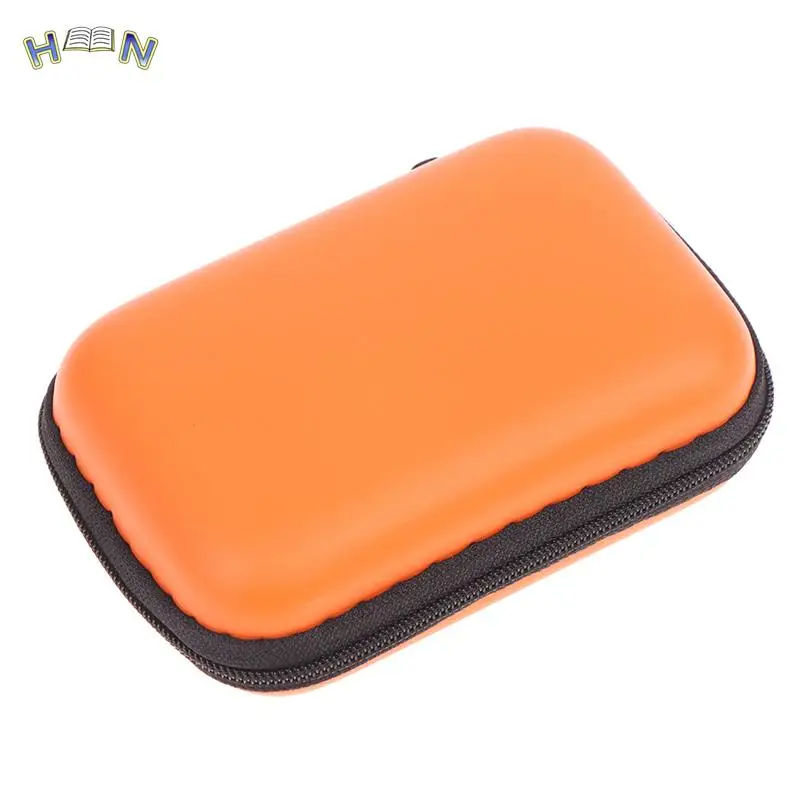 Mini Zipper Hard Headphone Case PU Leather Earphone Case Storage Bag Protective USB Cable Organizer Portable Colorful Earbud Box