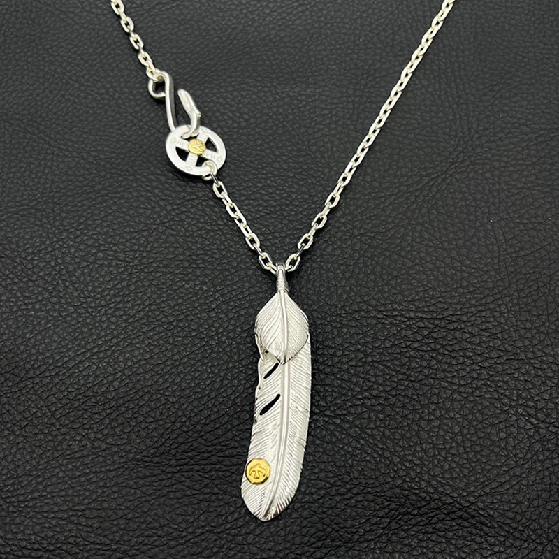 collar-con-colgante-de-pluma-de-plata-hecho-a-mano-aleacion-unisex-Etnico-folclorico-tribal-nativo-americano-goros-elegante-joyeria-de-moda